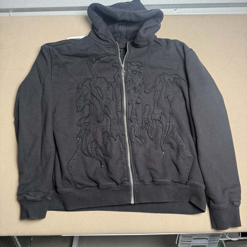 Warren Lotas Lazer Cut Reaper Applique Full-Zip Hoodie Black XXL